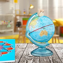 Relaxdays Globe Money Box Set of 2, Rotatable, Column, Children's Money Box, Money Box, World Globe, H x W x D: 16.5 x 14 x 13 cm, Multi-Coloured