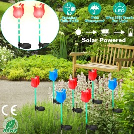 2pcs Solar Powered Windmill Garden Light Waterproof Tulip Landscape Stake LampColor: Red Color