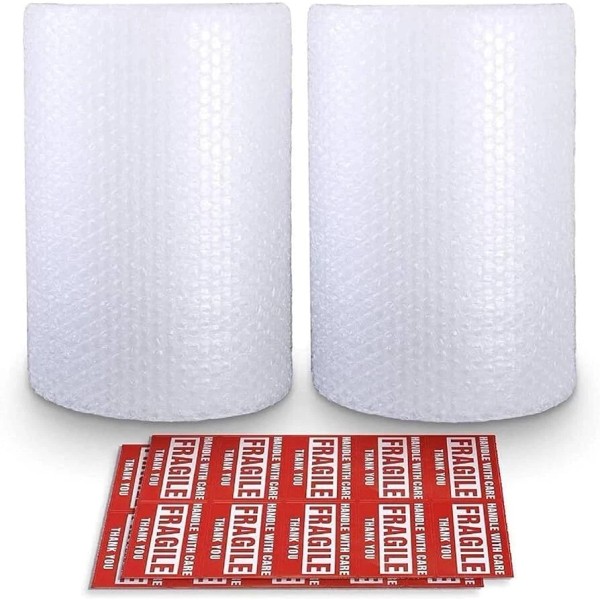 Nylon 2-Pack Bubble Cushioning Wrap Rolls Packing Materials, 3/16" Air
