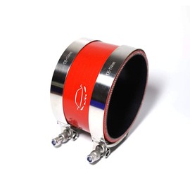 LTI Universal - Acoplador de manguera de silicona recto de alto rendimiento de 102 mm + abrazadera de tornillo en T 304 de acero inoxidable (10,16 cm), color rojo