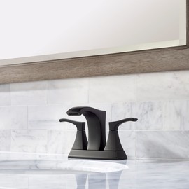 Pfister Venturi Bathroom Sink Faucet, 4-Inch Centerset, 2-Handle, 3-Hole, Matte Black Finish, LF048VNBB