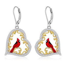 Red Cardinal Gifts Cardinal Earrings for Women Sterling Silver Cardinal Christmas Memorial Gifts for Loss of Loved One Mom Jewelry for Lovers