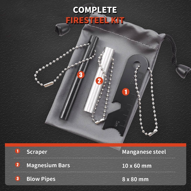 1 set Fire Starter Kit Flint,Survival Fire Steel Flint Striker
