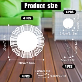 4pcs Wave Shape Sublimation Wind Spinner Blanks, 8 inch Hanging Wind Spinners with Pendant Metal Wind Spinners for Indoor Outdoor Garden Lawn Yard Decoration