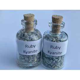  Ruby Kyanite Crystal Mini Gemstone Bottles, Many Different Crystals available! (Ruby Kyanite)