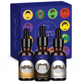 Aura Naturals Aura Naturals Beard Oil for Men - Pack of 3 Scented Beard Oils Set with Cedarwood, Orange, and Almond & Coconut (30ml each) C For Care, Thickness, & Growth with Natural Softener Properties
