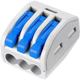 GKEEMARS 50 Pcs Wire Connector 222-413, Compact Splicing Connectors for Solid Stranded Flexible Wires (3 Conductor-Blue)