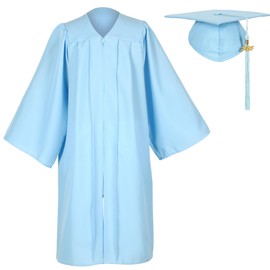 Erligo Unisex Matte Graduation Gown and Cap Set with Tassel for Middle High School Bachelor (Sky Blue, 42)