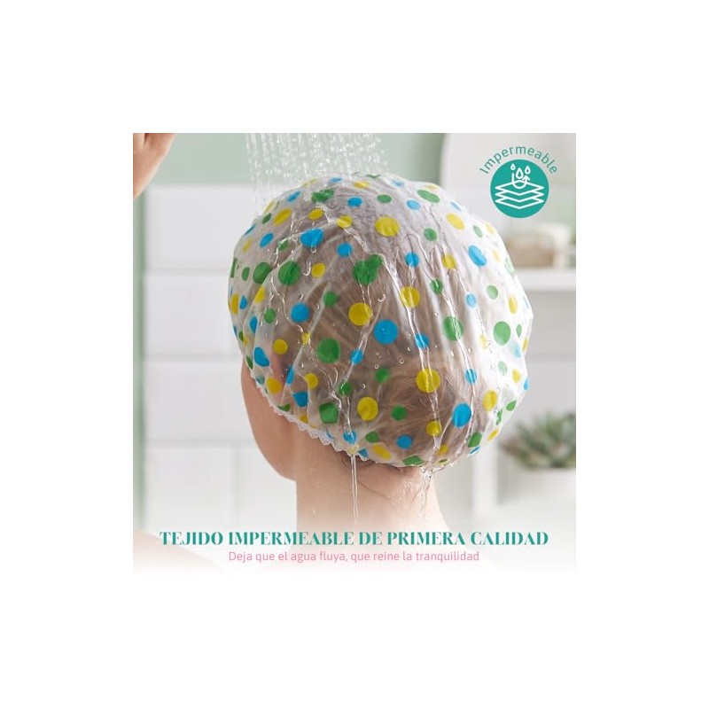 8pcs Gorro Ducha Impermeable Elástico Reutilizable Ajustables Cabello Largo Corto