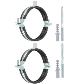 PATIKIL 4.3"-4.6"/108-118mm Split Ring Pipe Hanger, 2 Pcs Heavy Duty Adjustable Pipe Bracket Clamp Galvanized Iron Wall Ceiling Mount Pipe Strap Support with Screws & Expansion Tube, Black
