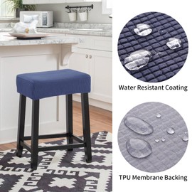YISUN Rectangle Stool Cover 4 PCS, Stretch Waterproof Stool Seat Cover, Washable Counter Saddle Stool Cover for Kitchen Island Wooden Metal Bar Stools