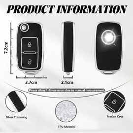 TOOMUME Key Cover TPU Car Key Case Fits VW Volkswagen Golf 4/5/6 MK4 Polo Transporter T5 Bora Sharan Touran Passat Amarok Lupo, Key Cover Protection Key Shell - Flip Key