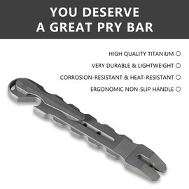 WeKnife Gesila Mini Pocket Flat Pry Bar Crowbar Multifunction EDC Titanium Tool Nail Puller Survival Opener No-Slip And Corrosion Resistant A-08B(Gray)-1 PACK