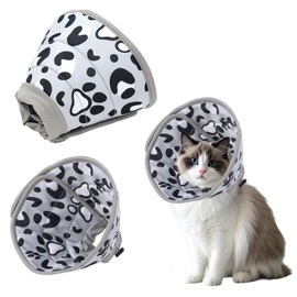 1PCS Cat Cone Collar Cat Cones to Stop Licking Adjustable Anti Scratch Cat Head Cone for Small Cat Dog (Grey, S)