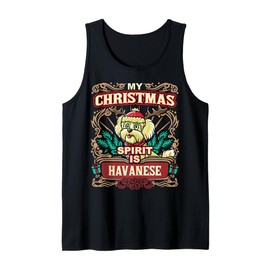 Havanese My Christmas Spirit Dog Santa Claus Elf Reindeer Tank Top