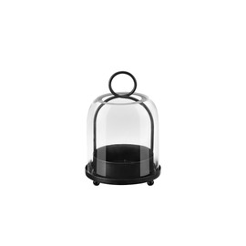 5"x7.5" Versatile Modern Metal Hurricane Lantern with Handmade Sturdy Glass Dome in Black for 3" Pillar Candle & Plants, Industrial, Farmhouse