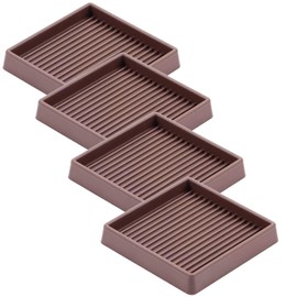Glarks Brown 4Pcs 4 x 4in Square Shape Non Slip Furniture Pads Rubber Anti Skid Caster Cups, Leg Coasters Couch, Chair, Feet, and Bed Stoppers Anti-Sliding Floor Protectors for Furniture