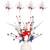4-Pack Patriotic Floral Stems - Red White Blue Wooden Stars