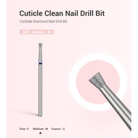 MelodySusie 6.7mm Inverted Tapered Cuticle Clean Nail Drill Bit 3/32'', Professional Safety Carbide Diamond Under Nail Cleaner for Cuticle Dead Skin Nail Prepare, Beginners Bits, Series Bit-S, Medium