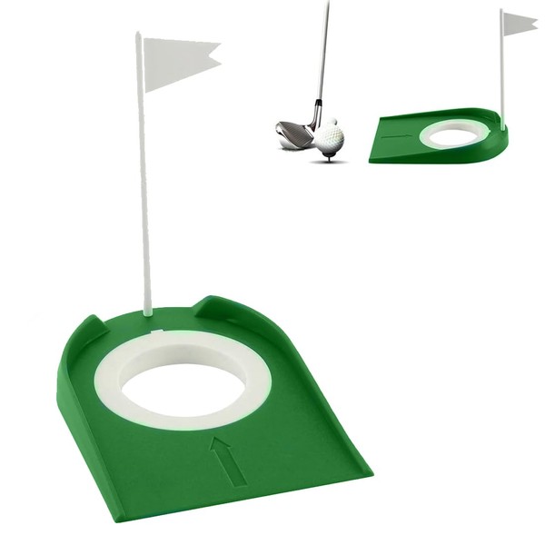 GNHG Mini Golf Putting Mat, Mini Golf for Home, Golf Practice Putter Pad, Plastic Golf Putting Cup for Indoor and Outdoor Practice Aids with Adjustable Hole and Flag, Pack of 1