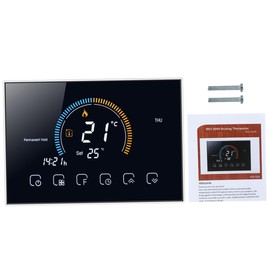 jojofuny Smart Thermostat with LCD Touchscreen Humidity Temperature Display Manual Programmable Modes Black Intelligent Temperature Controller for Home Heating