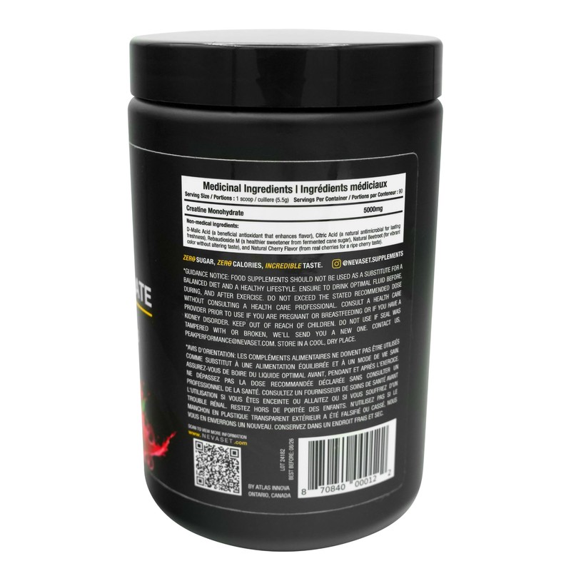 NevaSet Creatine Monohydrate, 3-Month Supply of 5000mg Cherry Flavor Neva