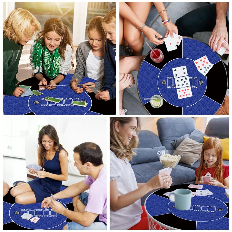 LERYG Round Poker Mat,39/47/55/63 inch 6-10 Person Texas Poker Rubber