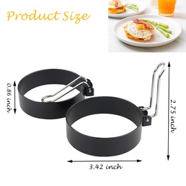 PCTC Nonstick Egg Rings Set of 2, Stainless Steel Egg Rings for Frying Eggs, Round Egg Cooker Rings For Cooking Egg Maker Molds, egg ring for breakfast sandwiches