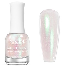 MIZHSE Aurora Pink Nail Polish, Quick Dry Shimmer Nail Polish, Air Fast Drying Mermaid Regular Nail Lacquer Non Gel Oil-based Nail Art Manicure Home DIY