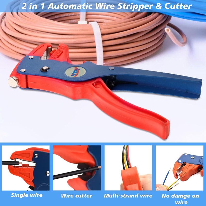 2 in 1 Automatic Wire Stripper & Cutter, Self-Adjusting Insulation