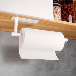 Gewtur Kitchen Roll Holder White Kitchen Roll Holder No Drilling Kitchen Roll Holder Wall Stainless Steel for Kitchen, Pantry, Sink, Bathroom