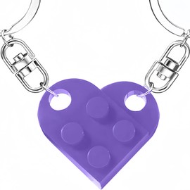 MPK Brick Matching Couple Heart Keychain for Boyfriend Girlfriend Valentines Day Stuff Him Friends Love Set Gifts (Purple)
