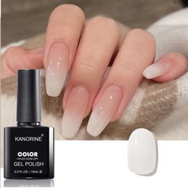 Kanorine 15ml Gel Nail, Milky White, Single Item, Transparent Gel, Clear Base, UV/LED Compatible, Soak Off Gel, Nail Art Salon Supplies, Color Gel