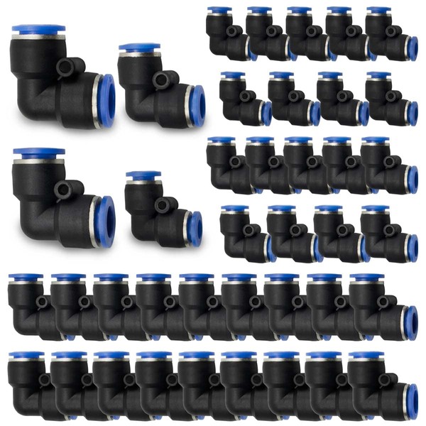 Bwintech 40 Pcs 90 Degree Elbow Push in Connect Pneumatic