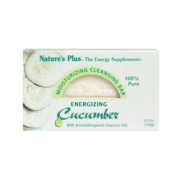 NaturesPlus Cucumber Moisturizing Cleansing Bar - 3.5 Ounce - Gentle Cleansing, Emollient Rich - Aromatherapeutic Essential Oils - 100% Pure Ingredients & Plant Extracts - Vegan
