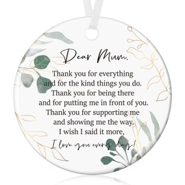 Tenare Thanks Gifts for Mum White Ceramics Thanks Ornament for Mom Hanging Thoughtful Plaques Decorations Mother's Day Birthday Gifts