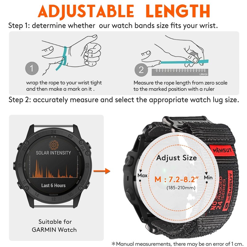[torbollo] 22mm Garmin Belt Quick Fit Nylon Sport Band for