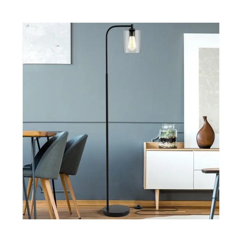 Industrial Black Floor Lamp with Glass ShadeColor: as show Color