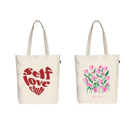 Ecoright Aesthetic Canvas Tote Bags for Women, Reusable Tote Bag with Zip, Ideal for Grocery, Shopping, Travel, School