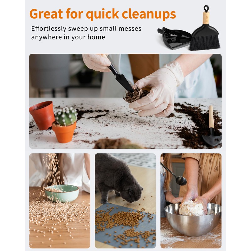 MR.SIGA Dustpan and Brush Sets, Dust Pan and Brush Bamboo