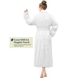 PAVILIA White Women Robe Fleece Plush Soft, Fluffy Fuzzy Cozy Warm Lightweight Bathrobe, Shower Spa House Long Robe for Women, 2XL/3XL