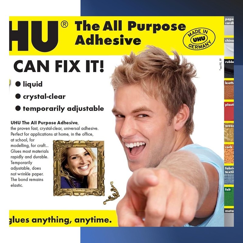 UHU All Purpose Adhesive, Fast, Strong, Crystal-Clear, Adjustable, Permanent, Transparent,