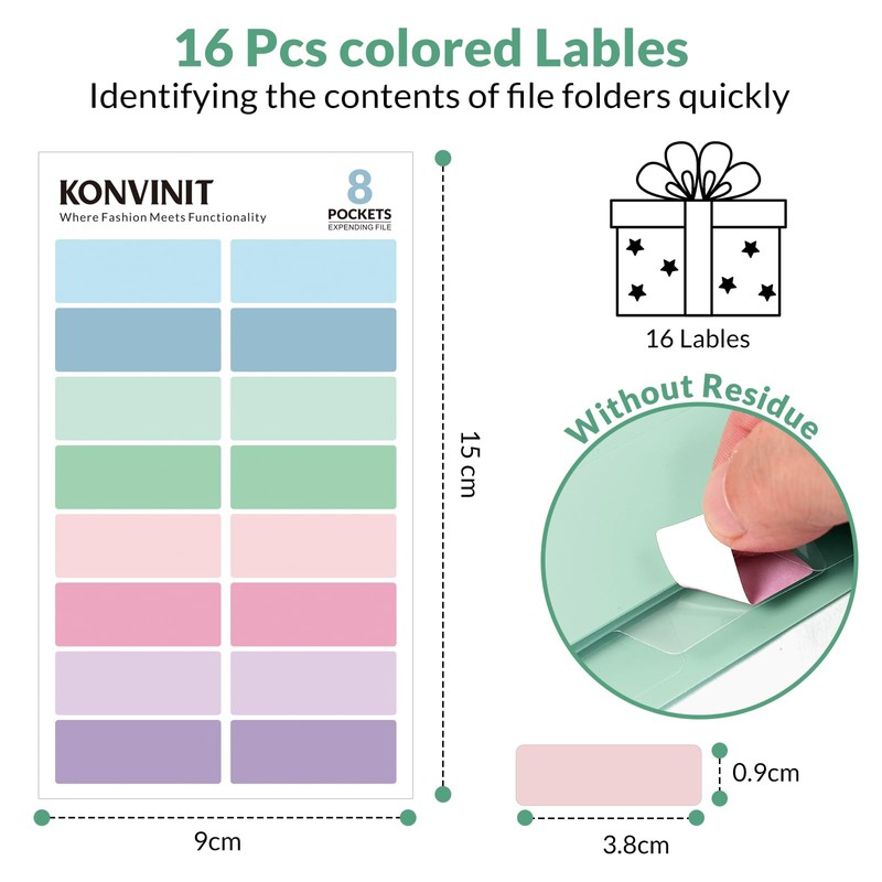 KONVINIT File Folder a4 with 8 Pockets - Expandable Folder