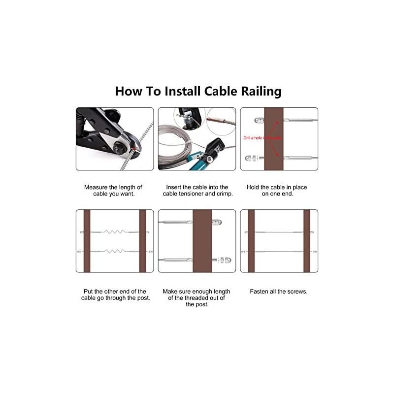 BLIKA 50 Pack Cable Railing Swage Threaded Stud Tension End