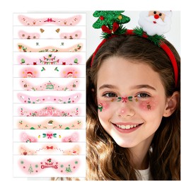 Partywind Christmas Face Temporary Tattoos for Kids, Snowflakes Xmas Trees Waterproof Tattoo Stickers for Christmas Decorations, Cute Holiday Party Supplies Favors for Boys Girls