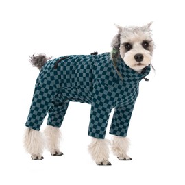 BT Bear Hunde-Wintermantel, warmer Fleece-Hundemantel für kaltes Wetter, kariert, Hunde-Overall, Rollkragen, Winterkleidung für Welpen, kleine Hunde, Blau, Größe M