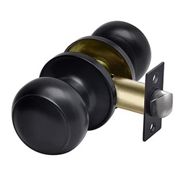 CML Hardware Matte Black Passage Door Knob, Interior Door Lock for Hallway Closet, No Locking, Keyless Round Ball Handle