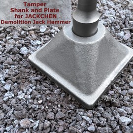 JACKCHEN 1-3/16 inch (30mm) Tamper Shank, Jack Hammer Plate Tamper 6x6" Plate with Electric Chisel Dirt Compactor, Tamper Shank and Plate ， Gas Powered and Electric Demolition Concrete Breaker