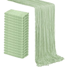 MDS Pack of 2 Cheesecloth Table Runner 35x120 Inch, 10FT Long Gauze Cheese Cloth Table Runner for Wedding Party Birthday Bridal Shower Farmhouse Garden Boho Rustic Table Decoration - Sage Green