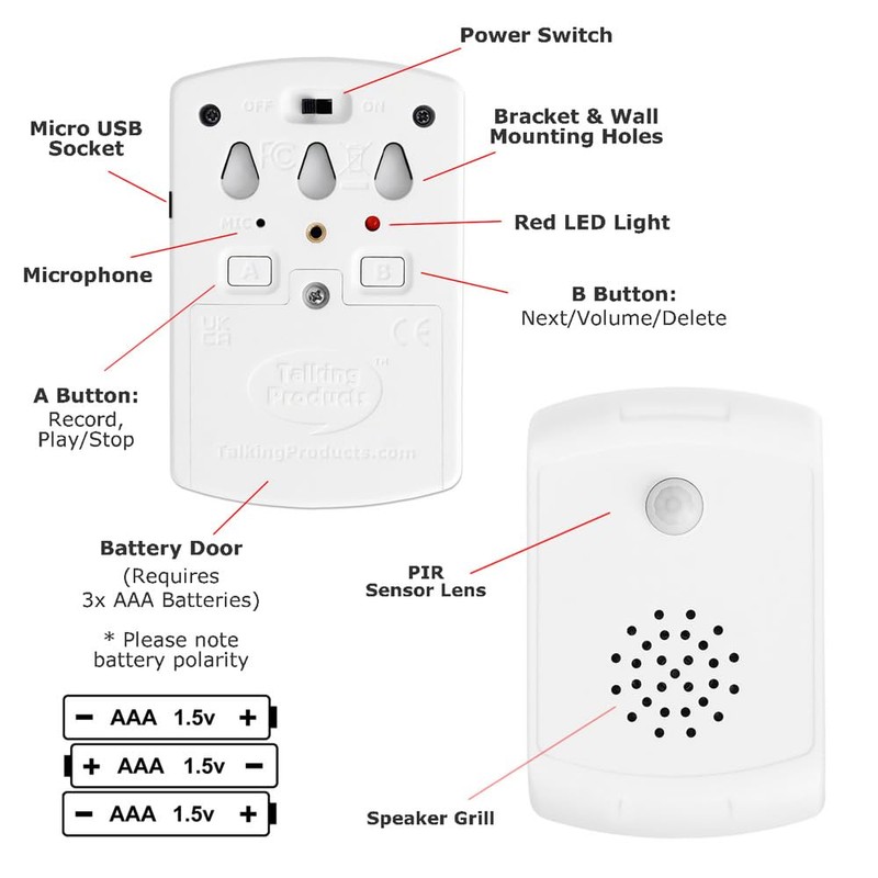Talking Products, Voice Recordable PIR Infrared Motion Sensor with Multi-Track
